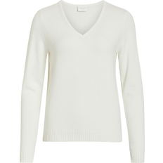 Vila Ril V-Neck Knit Sweater - White Alyssum