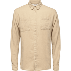 Gule - Herre Skjorter Selected Linen Blend Shirt - Oatmeal