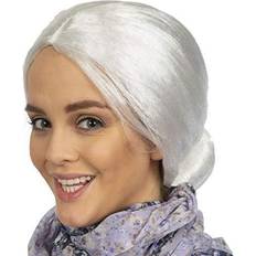 Skeleteen White Old Lady Costume Wig with Bun