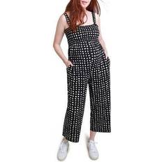 Checkered Maternity & Nursing Wear Ingrid+Isabel Smocked Bodice Maternity Jumpsuit Black Abstract Check