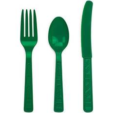 DecorRack Disposable Forks Knives Spoons Party Utensils Green 96 Pcs