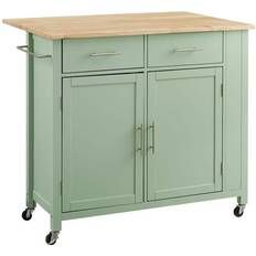 Furniture Crosley Furniture Savannah Mint Kitchen Cart Drop Trolley Table