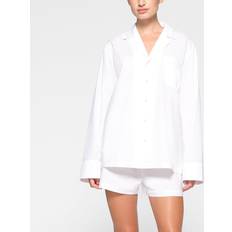 SKIMS White Poplin Sleep Cotton Button Up Shirt