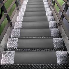 Polypropylene Sheepskin Ottomanson Collection Rubber Stair Treads, X Silver, Black