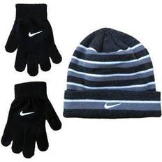 Futura Nike boy`s foldover beanie & glove piece set black/heather