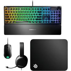 SteelSeries Full Size Keyboards SteelSeries premier gaming bundle headset, keyboard, mouse pad mouse