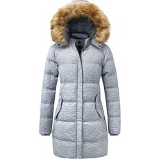 Wenven Women's Winter Thicken Puffer Coat Warm Jacket - Charcoal Heather