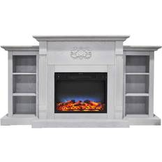 Cambridge Fireplaces Cambridge Sanoma 72 in. Electric Fireplace in White with Built-in Bookshelves and A Multi-Color LED Flame Display