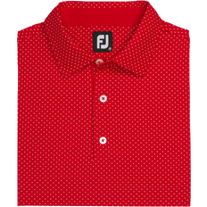 FootJoy Stretch Lisle Dot Print Self Collar Polo Shirt - Red/White
