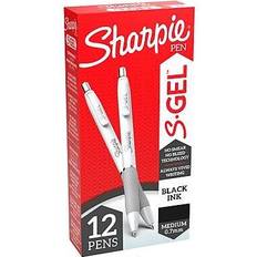 Sharpie S-Gel Retractable Gel Pen, Medium Point, Black Ink, Dozen 2126236 White