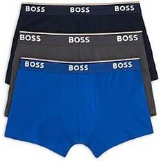 Hugo Boss Men Men's Underwear Hugo Boss Power Cotton Blend Trunks, Pack of Blue/Navy Blue/Gray