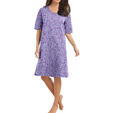 Dreams & Co Women's Short-Sleeve Sleepshirt Plus Size - Soft Iris Hearts