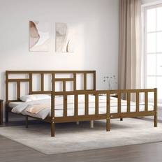 vidaXL Bed Frame with Headboard Honey Wood