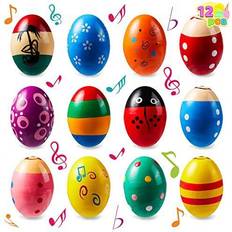 Toy Maracus Joyin 12 pieces 3" wooden egg shakers maracas percussion musical for party fa