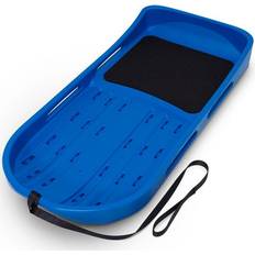 GoSports 2 Person Premium Snow Sled with Double Walled Construction, Pull Strap and Padded Seat Blue