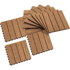 Outdoor Flooring OutSunny 12"x 12" wood-plastic composite 11pcs quick interlocking flooring & patio deck