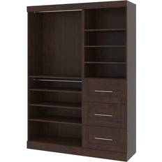 Brown Wardrobes Bestar Pur 61W Closet Organizer Wardrobe