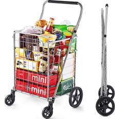 Shopping Trolleys Wellmax grocery shopping cart with swivel wheels foldable and collapsible