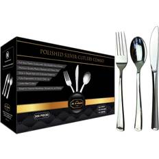 Disposable Flatware Jl prime 300 pack heavy duty disposable silver plastic silverware set for party