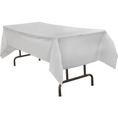 Jam Paper Rectangular Plastic Table Cover 54 x 108 Inches White 1 Tablecloth/Pack