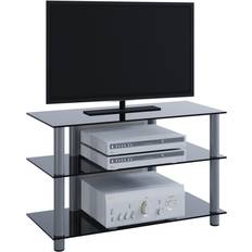 Regalbretter Sitzbänke VCM Netasa Black Glass Fernsehschrank 59x45cm