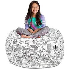 Posh Creations Stuffable Kids Stuffed Animal Storage Bean Bag Chair Cover World