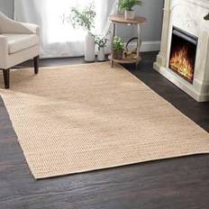 USA Ivory Conservatory Gravel Handwoven Jute Brown, Natural, White 72x108"