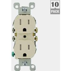 Electrical Accessories Leviton 15 Amp Tamper-Resistant Duplex Outlet, Light Almond 10-Pack