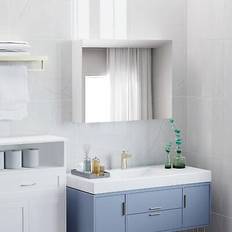 White Bathroom Mirror Cabinets Homcom Double Door