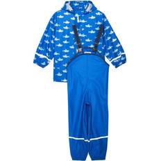 Reißverschluss Regenbekleidung Playshoes Regen-Set Hai blau