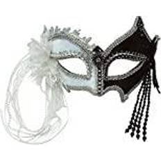 Eye Masks Bristol Novelty EM422 Eye Mask with Tassels on Headband, Womens, Black/White, One