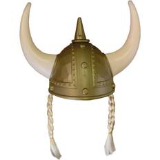 Adult viking helmet with horns braids norse barbarian warrior costume accessory