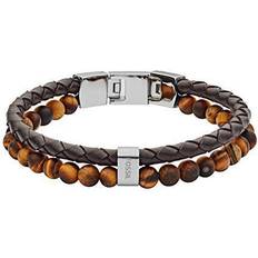 Fossil Tiger's Eye And Brown Leather Bracelet jewelry JF03118040 JF03118040