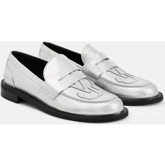 JW Anderson Leather Moccasin Loafers silver