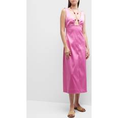 Ganni Satin midi dress pink