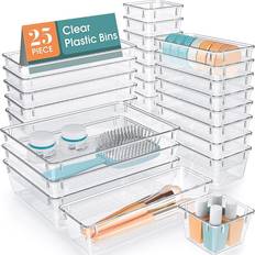 Lifewit 25 Pcs Drawer Organizer Set Clear Plastic Desk Bathroom