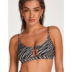 XXL Bikinioverdeler Hunkemöller Cropped bikinitop med ringdetaljer brunt zebraprint Brun