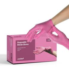 Disposable Gloves on sale JussStuff Nitrile Exam Latex Free & Powder Free Gloves Pink Box of Gloves Medium