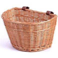 Vintiquewise Wicker Front Bike Basket with Faux Leather Straps