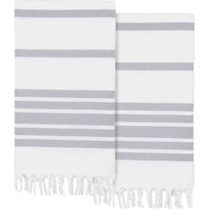 Authentic Hotel and Spa Textiles Herringbone Pestemal Pack 2 Bath Towel White, Gray