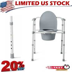 Toilet Trainers Medline 3-in-1 folding steel toilet commode porta potty for adults