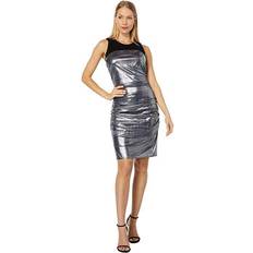 BCBGMAXAZRIA Ruched Mini Dress silver