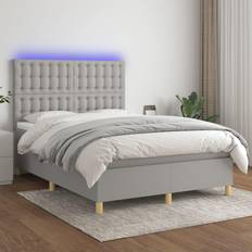 140 cm Boxspringbetten reduziert vidaXL LED-lys stof Kontinentalseng