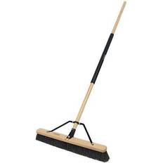 Harper 24 Hardwood/Steel Handle Push Broom for Dirt Wet Grass, Black