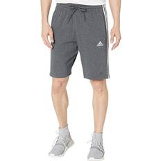 Men - White Shorts Adidas Men's Essentials Jersey 3-Stripes Shorts - Dark Grey Heather/White