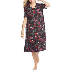 Women Nightgowns Dreams & Co Women's Long Print Sleepshirt Plus Size - Black Multi Hearts