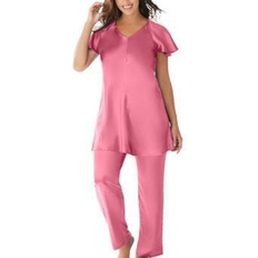 Pink Sleepwear Amoureuse Women's Plus Size The Luxe Satin Pj Set - Tropical Pink
