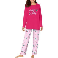 Dreams & Co Long Sleeve Knit PJ Set - Pink Burst Candy Cane