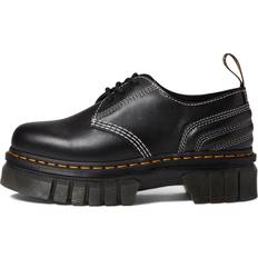44 ½ Derby Dr. Martens Audrick White Stitch Leather Platform Shoes BLACK