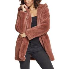 Damen - Rosa Mäntel Urban Classics Hooded Teddy Winter Coat - Pink